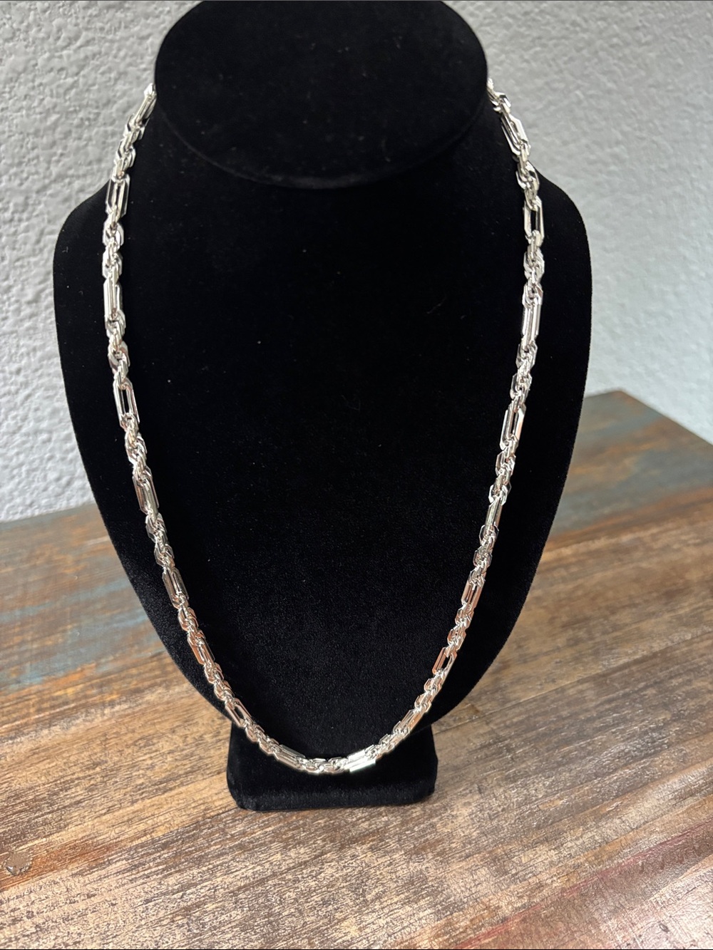 Sterling Silver Twisted Link Necklace - Silver